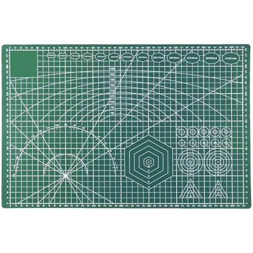 QILZO Dwustronna deska do krojenia A3 Żelazko do krojenia 3 warstwy do szycia i rękodzieła Podstawa tnąca do cięcia patchworkowego matowego, zielona (45 x 30 cm)