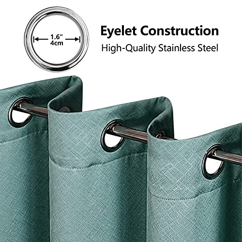 Krismile Total Blackout Eyelet Curtains teal green - Thermal Insulated & Noise Reducing, Thick Long Curtains for Bedroom, Lined Blackout Curtains, Room Darkening Curtains, 66 x 72inch 2 Panels - Image 4