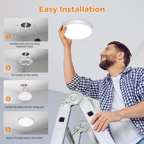 slochi Bathroom Light, 3000K/4000K/6500K 3 Color Temperature, Waterproof IP54, Small, Round, Modern, Flush Ceiling Light for Bathroom, Kitchen, Bedroom, Hallway and More - Cosy Home Interiors slochi Bathroom Light, 3000K/4000K/6500K 3 Color Temperature, Waterproof IP54, Small, Round, Modern, Flush Ceiling Light for Bathroom, Kitchen, Bedroom, Hallway and More - Image 6