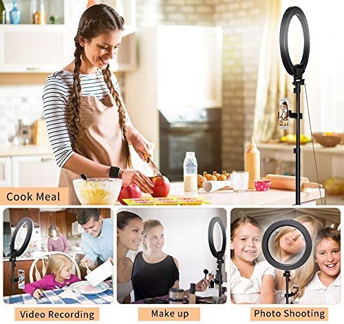 Ring Light with Tripod Stand, Oternal 10 Inches LED Ring Light for Phone, 3 Light Modes, 10 Brightness Levels, Adjustable Phone Holder, Ideal Accessory for Video, Streaming, Selfies, Make up