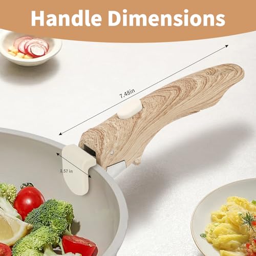 Parakatoikos Removable Handle Wood-Like, Detachable Handle for Pots and Pans, Universal Cookware Handles, Compatible with Thin Edge Cookware, 2 Pack