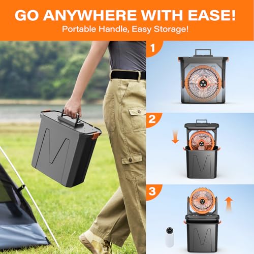 Camping Misting Fan with LED Lantern, 20000mAh Rechargeable Battery Operated Fan with 3 Large Spray Outlets & Hanging Hook, 4 Speeds,Remote Control for Camping, Fishing,Travel by CCGIRU - Image 5