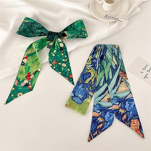 QTMY 4 Pack Purse Scarf for Bags Silk Head Scarf for Hair Handbag Women Scarfs Band Hair Neck Scarves Fashion Gifts,34-14