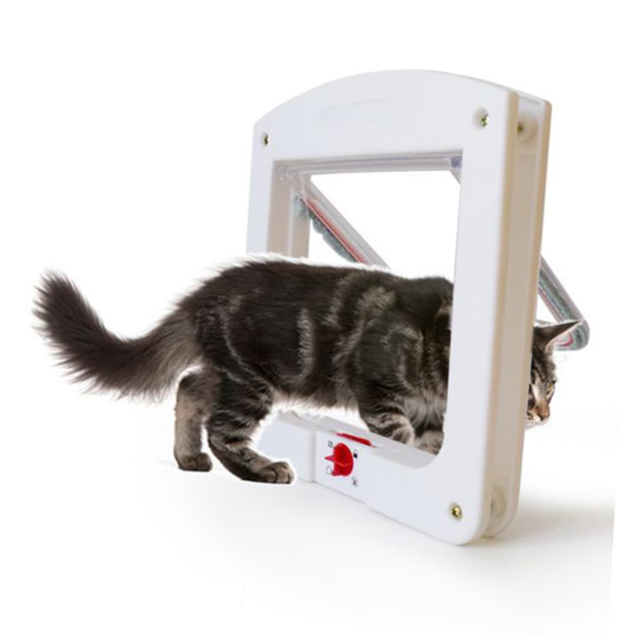 BESTonZON Lot De 2 Chatières Contrôlables pour Chats, Porte D'entrée Et Sortie Petite Taille, Plastique Blanc Et Marron, Adapté Aux Portes Intérieures, pour Chatons Et Petits Chats