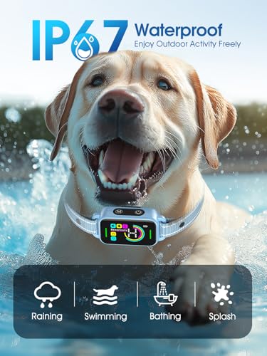Image of DINJOO Bark Collar for Large Medium Small Dogs - Smart AI 1S Stop Barking, Anti Barking Device & Dog Training Collar with Beep, Vibration & 8-Level Sensitivity, IP67 Waterproof - Paste Blue