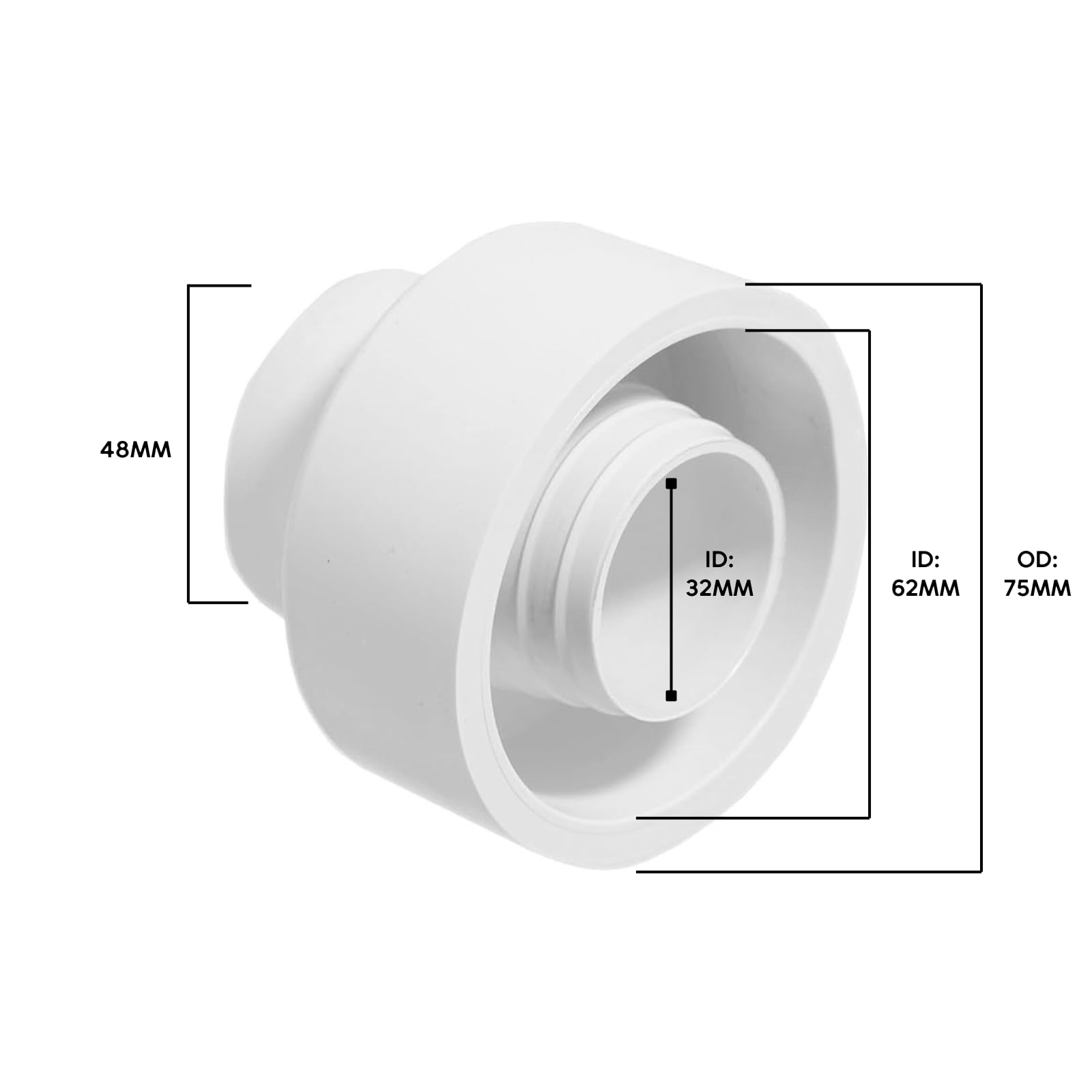 SEKORO External Toilet Flush Cone Rubber - Pipe to Pan Flexible Sealing Connector, White - Image 2