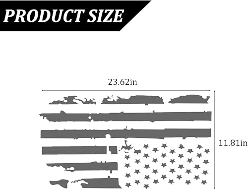 Miniatura 2 de Calcomanía de bandera estadounidense envejecida de 23.6 x 11.8 pulgadas para puerta de automóvil, calcomanía patriótica gráfica de la bandera de