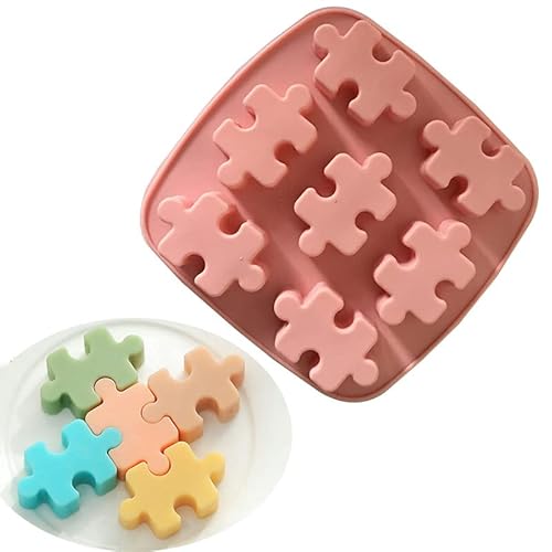 Molde de silicona con forma de piezas de puzle Allforhome para galletas, hielo, chocolate, pasteles y más (7x).