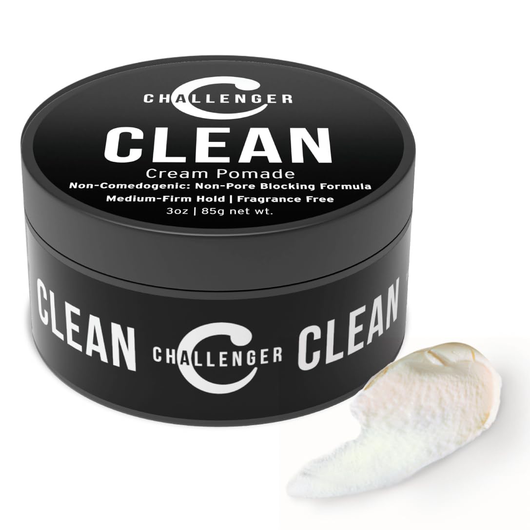 Challenger Fragrance Free Cream Pomade | Non-Comedogenic Styling Product | Unscented Hair Gel | Medium Firm Hold & Clean Ingredients | 3oz Challenger Fragrance Free Cream Pomade | Non-Comedogenic Styling Product | Unscented Hair Gel | Medium Firm Hold & Clean Ingredients | 3oz