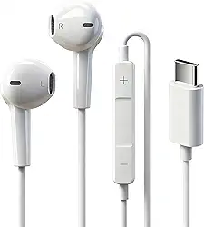 Fones de ouvido USB C para iPhone 17 16 15, fones de ouvido tipo C com microfone e controle remoto, cancelamento de ruído, fones de ouvido com fio USB C para iPhone 17 16 15 Pro Max, Galaxy S25 S24