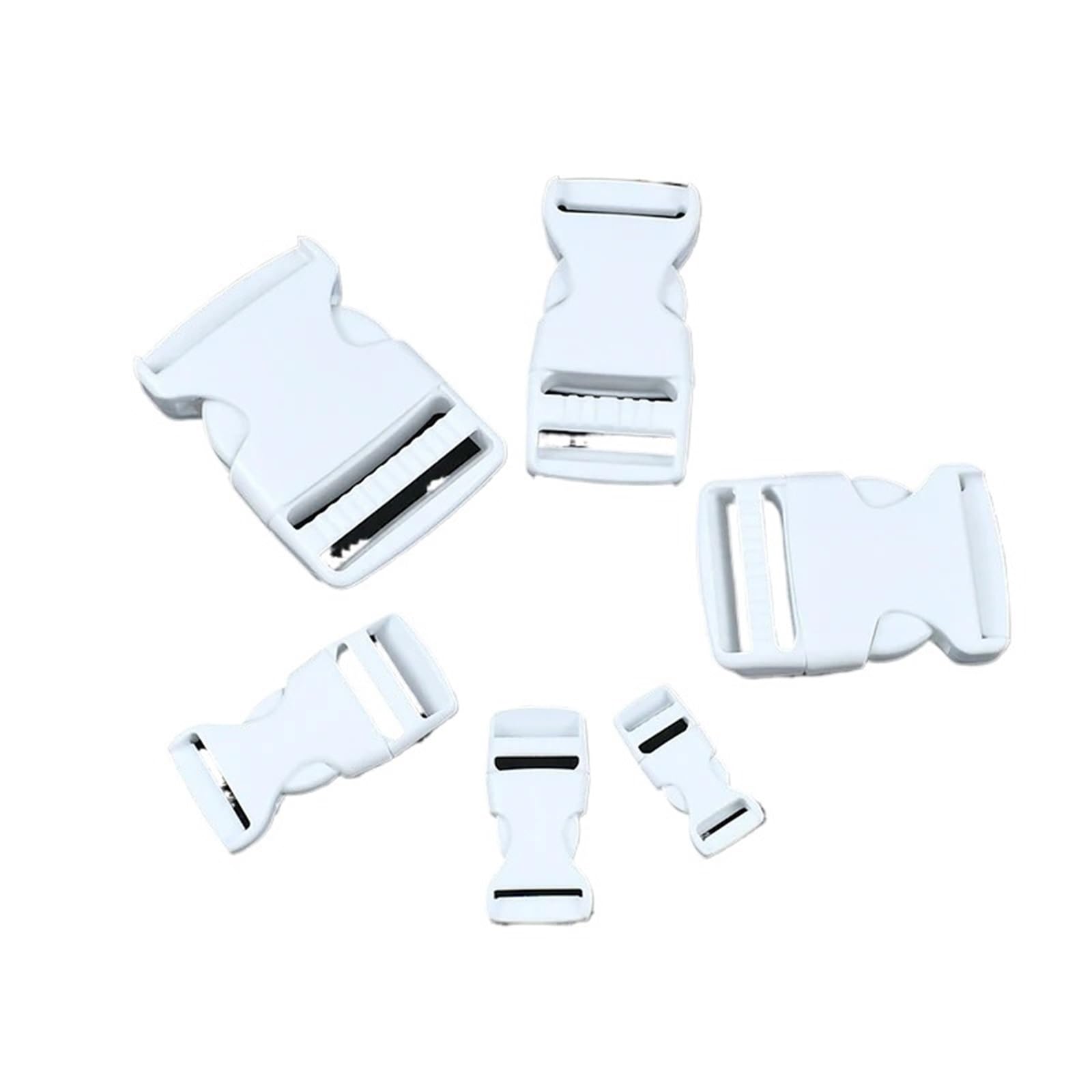 Schnallen und Clips für Rucksäcke 2/5/10 Stück 10–38 mm verstellbare Kunststoffschnallen mit Schnellverschluss for Rucksackgurte, weiße Paracord-Fallschirmschnalle, DIY-Clips(A-38mm,20Pcs)