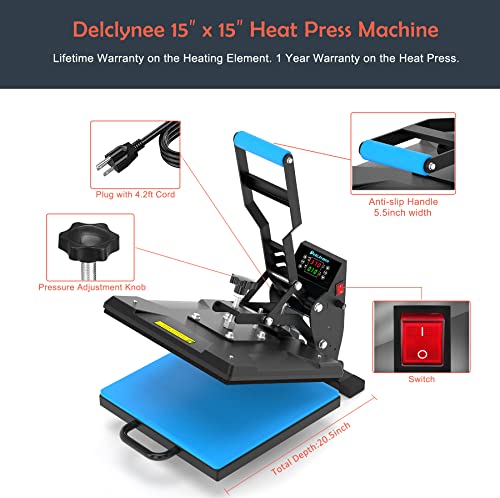 15“X15" High Pressure Heat Press Machine For T Shirts, Digital Industrial Sublimation Printer For Heat Transfer Vinyl #TOP1