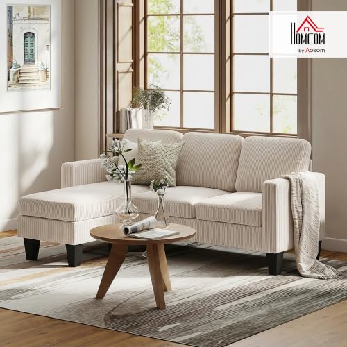 Image of HOMCOM 73 inch L-Shaped Sectional Sofa Couch, Reversible Chaise, Cream White