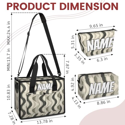 Custom Retro Aesthetic Swirl Travel Duffle Bags for Women Weekender Overnight Mid Century Boho Carry on Tote for Airplanes Business Hospital Gym with Toiletry Bag 3Pcs Set2