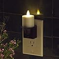 Luminara Flameless Candle Nightlight - Patented Flickering Real-Flame Effect Technology Mimics Real Candle - Plugs into Vertical Outlet Only - Dusk to Dawn Sensor Auto Switch On/Off (Black)
