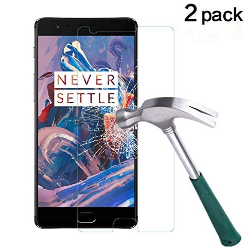 OnePlus 3 Screen Protector, TANTEK [Bubble-Free][HD-Clear][Anti-Scratch][Anti-Glare][Anti-Fingerprint] Tempered Glass Screen Protector for OnePlus 3 [2016 New Version],[Lifetime Warranty]-[2Pack]