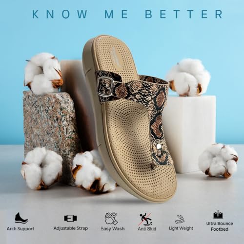 Image of KazarMax Amelia Lightweight | Cushioned | Bounce Back | Floral Printed Flat Thong Sandals For Women