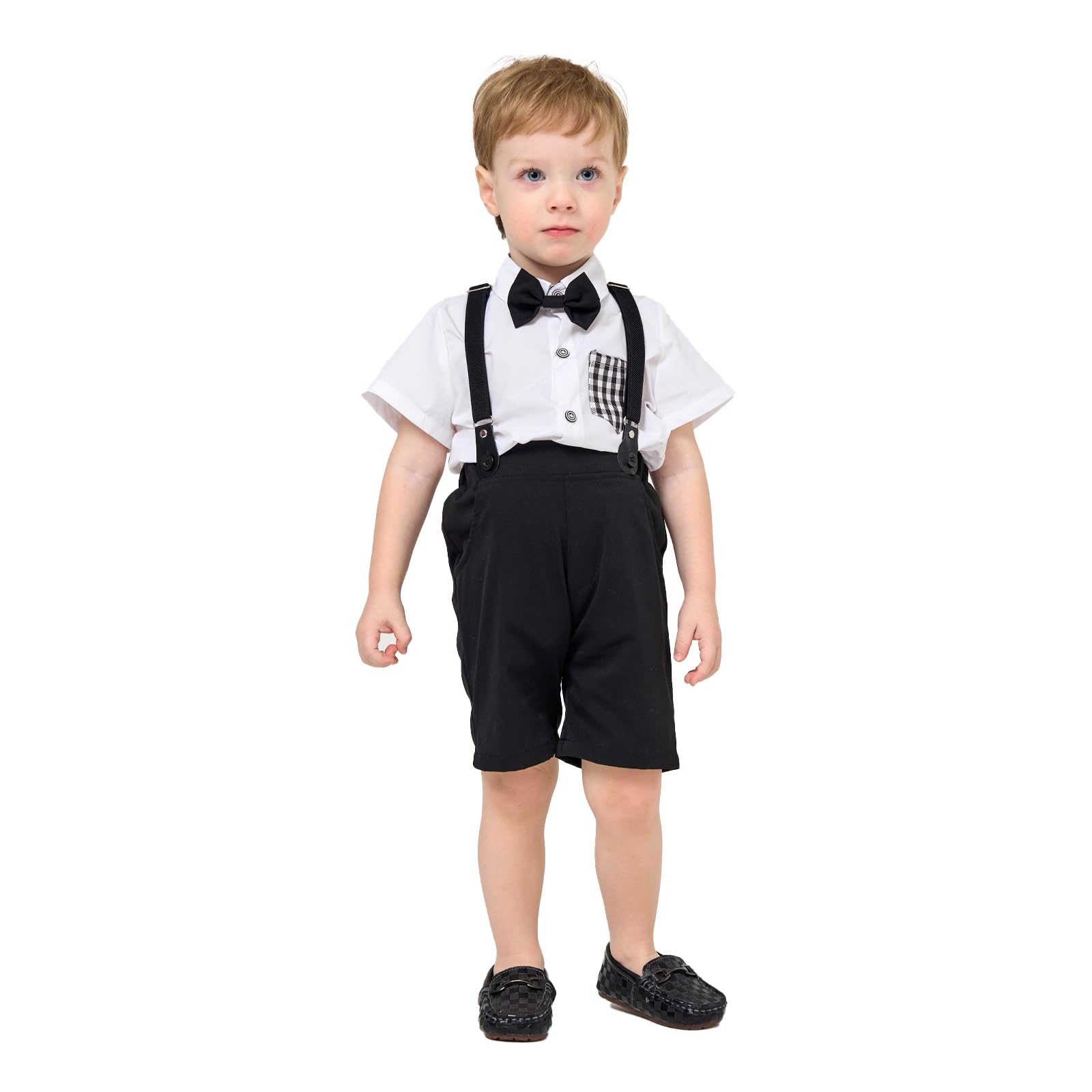 Boys Summer Formal Outfit Set - Gentleman Baby Boy Outfit Toddler Suit Short Sleeve Bow Tie Shirt Pants