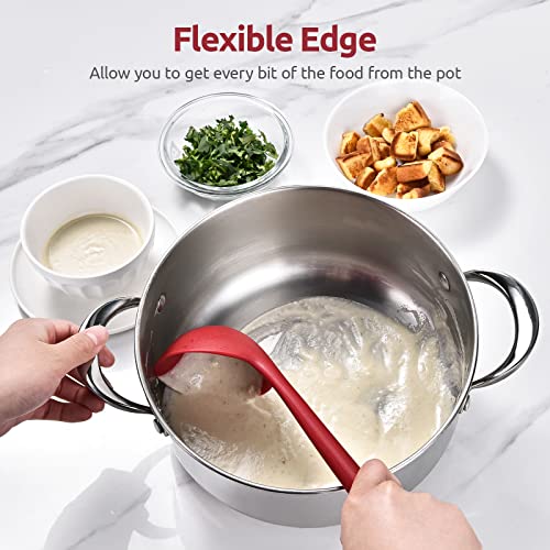 Image of 13 inch Silicone Soup Ladle: U-Taste 600ºF Heat Resistant 4 oz Large Non-stick Seamless Rubber Kitchen Deep Serving Spoon with Non Slip Solid Long Handle for Cooking Sauce /Stews /Gravies /Chili (Red)