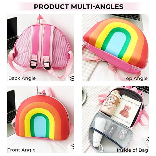 Image of BEMBIKA Kindergarten Bag Korean Style kindergarten backpack Stylish School Bags For Kids curved shoulder straps Perfect Toddler Backpack Design (Candy Rainbow)