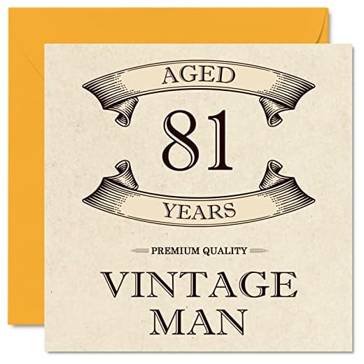 Tarjetas de cumpleaños vintage de 81 años para hombres, de 81 años, divertida tarjeta de cumpleaños para abuelo, papá, marido, tío, tarjetas de felicitación de 145x145 mm, tarjeta de cumpleaños de 81