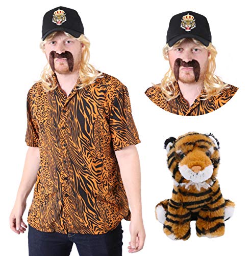 Tiger King Halloween Costume Joe Exotic Fancy Dress - Adults Cult Icon Costume With Hat, Wig, Moustache & Soft Toy - Reality T.V. Show Novelty Costume (Medium)