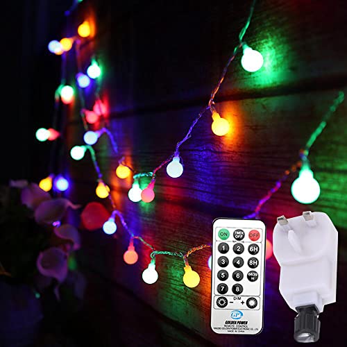 Globe String Lights Mains Powered 18M/59ft 150 LED Outdoor Fairy Lights Plug in Multi-Coloured 8 Modes Garden Lights with Remote Control