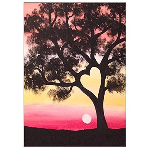 Peinture Diamant 5D Sunrise Tree à Strass Brillants Haute Définition pour Toile Mosaïque 50x100cm