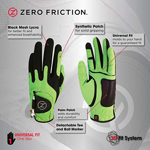 Zero Friction Men's Golf Glove, Left Hand, One Size, Lime Green #TOP2