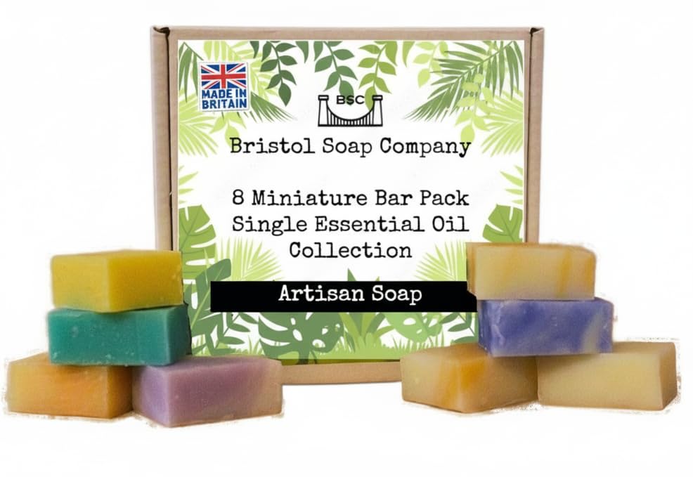 Artisan Soap Mini Soap Bar Pack 8 Handmade Essential Oil Soaps with Shea Butter & Coconut Oil Gift Set (8 x 15g)