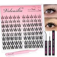 Veleasha Manga Lash Clusters Set mit wasserdichter Lash Bond und Dichtung C Curl 80PCS 10-14MM Anime Cluster Wimpern Starke Halte Nicht-reizender Wimpern Kleber für Wimpernverlängerungen (Begonia Kit)