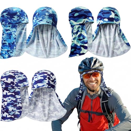 Image of Syhood Helmet Liner with Neck Mask, Cooling Skull Cap Sweat Wicking Cap with Tail Sun Cycling Running Neck Protection Hat