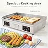 Commercial Electric Griddle, 3000W Stainless Steel Electric Griddle Countertop Flat Top Griddle with Adjustable Temperature Control 122-572F and arge cooking plate for Canteens Restaurant