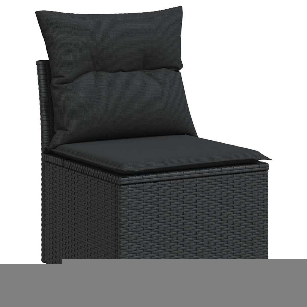 Makastle Salon de Jardin 6 pcs en Résine Tressée Noir avec Coussins