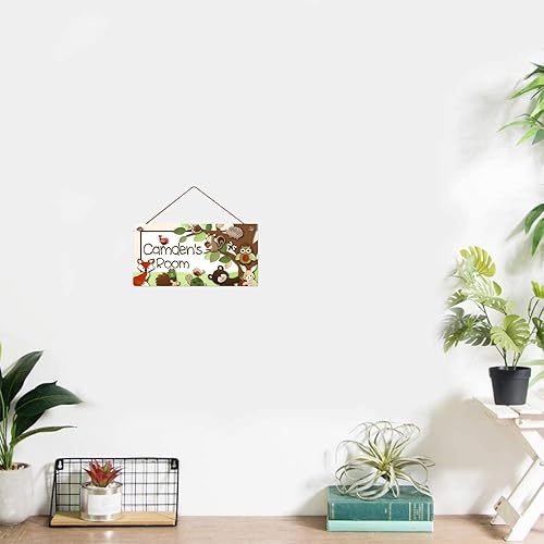 Miniatura 2 de Letreros personalizados de árbol verde, lindo letrero de animales de dibujos animados, decoración de pared para habitación de niños, sala de juegos,