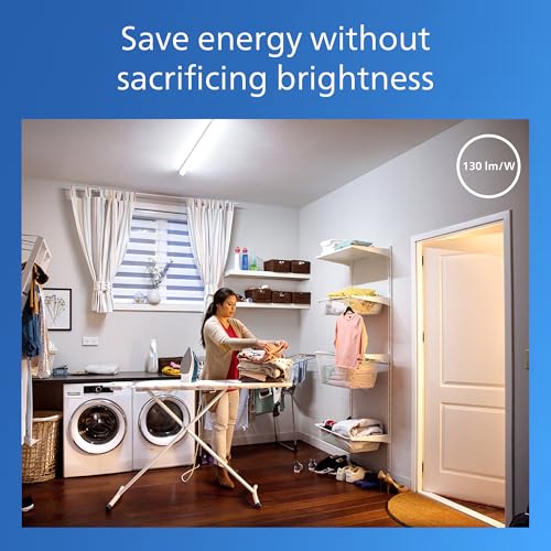 Image of Philips LED 2-Pack 4FT High Brightness Utility Garage Shop Batten Strip Fixture, Hardwired, 3800 /4300 /5200lm, CCT 3500 /4000 /5000K, 50,000 Hours, Damp Rated, 120-277V - Basement Ceiling Undercabinet