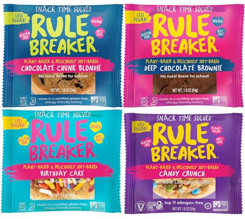 Rule Breaker Vegan & Gluten Free Cookies | Variety Pack Brownie 4 Flavor | Plant-Based, Dairy, Nut, Soy, Allergen Free, Kosher | Soft-Baked School Snacks Cookies for Kids & Adults (Pack of 4) image 4