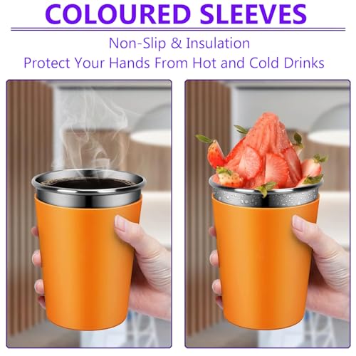 Hikrxya 5 Pack Stainless Steel Cups with Lids and Straws, 12oz Unbreakable Iced Coffee Cup, Kids Tumbler with Straw and Lid - Image 3