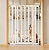 Fldofaves 57' Extra Tall Dog Gate, Fits 29.5'-40' Wide Openings, Pressure Mounted Auto Close Cat Gate with Ultra Narrow Bar Spacing for Doorways, Stairs, Hallways（White