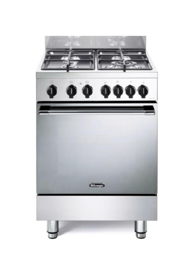 De'Longhi Cucina a gas con forno, 4 fuochi, 60x60 cm, Classe energetica A