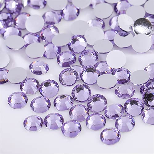 Image of 1500 Pieces SS16 4mm Flatback Rhinestones Clear Glass Round Gems Crystals for Nail Art DIY Crafts Clothes Shoes Bags (Light Purple)