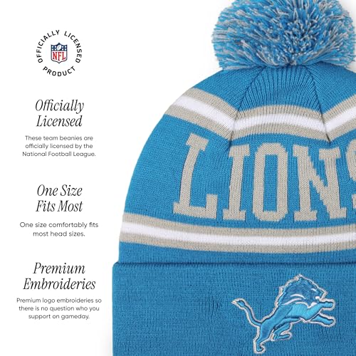 FOCO NFL Team Logo Stripe Pom Beanie Hat4
