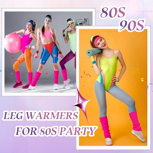 Leg Warmers for Women, Neon Ribbed Leg Socks, Stylish Accessories for 80s 90s Party Sports Yoga4