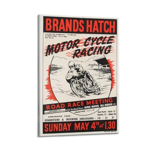 Poster moto vintage Hatch Racing pour habiller un grand mur vide de chambre 60x90