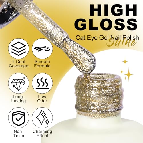 Esmalte gel magnético Gold Cat Eye 0.5 oz NXJ INFILILA miniatura 3