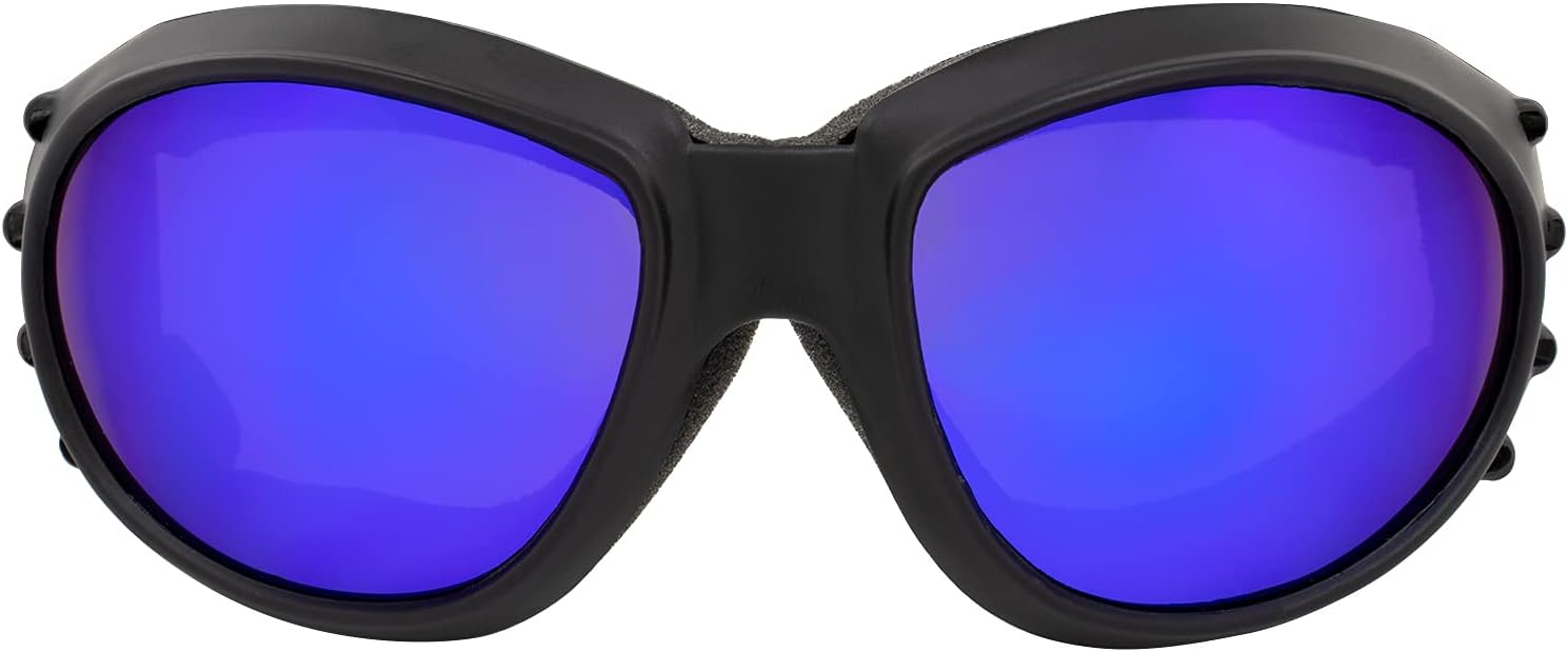 Birdz 2 Pairs Eagle Matte Black Padded Sport Riding Goggle with ReflecTech Blue/Orange Mirror Lens