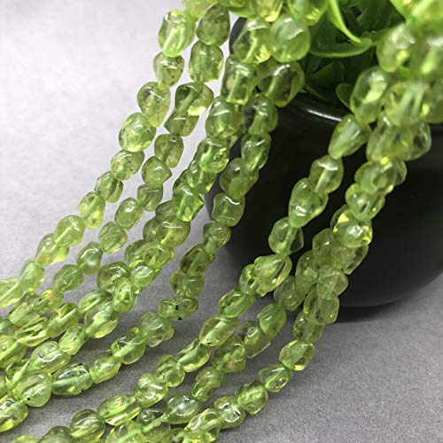 5x7mm Green Arizona Peridot Beads Natural Loose Stone Irregular Gravel DIY Flat (Green Peridot, 5x7mm)