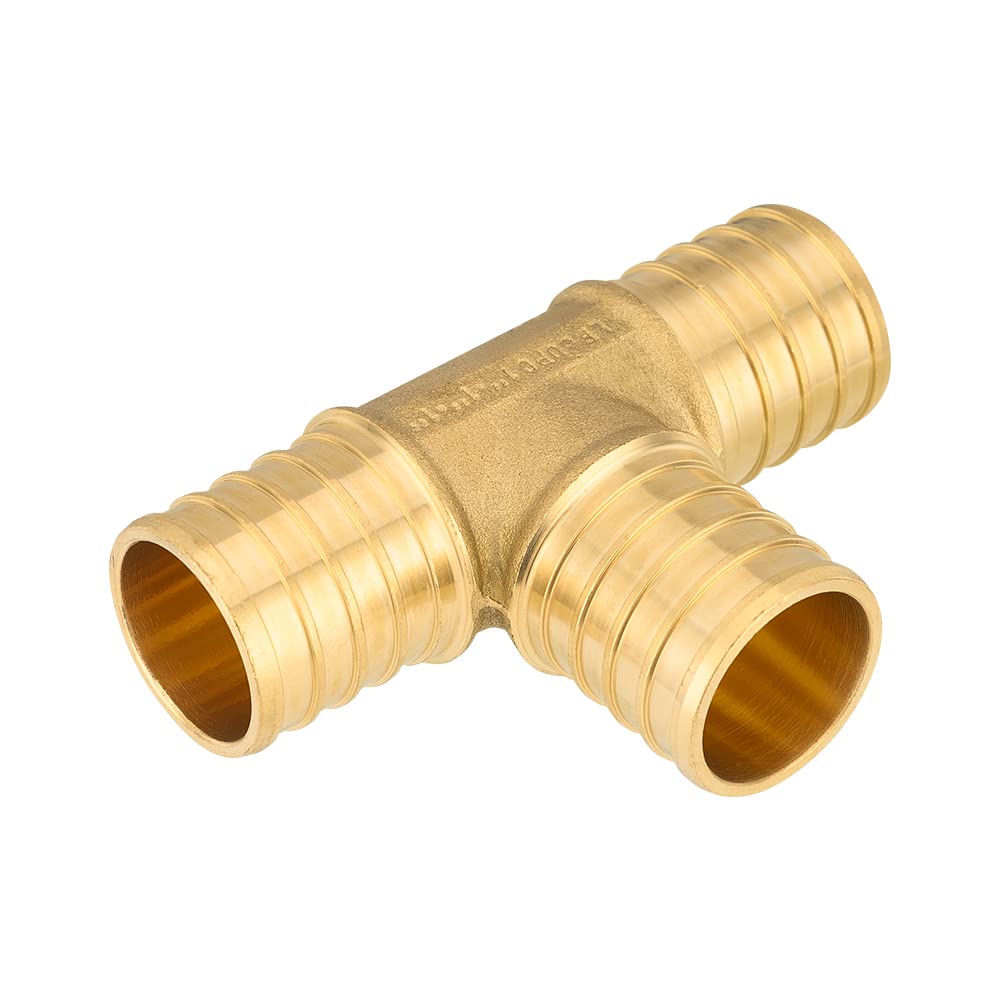 10-pak EFIELD Barb Crimp Pex 2,5 cm x 2,5 cm x 2,5 cm Tee mosiężne złączki do rur Pex/przyłącza rur, ASTM F1807