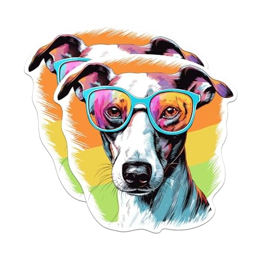 (2 Pack) Whippet Dog Stickers - Whippet with Sunglasses - Choose FromOver 100 Dog Breeds - 5 Inches On Longest Side - Premium Vinyl - Made in USA - BMCS0415