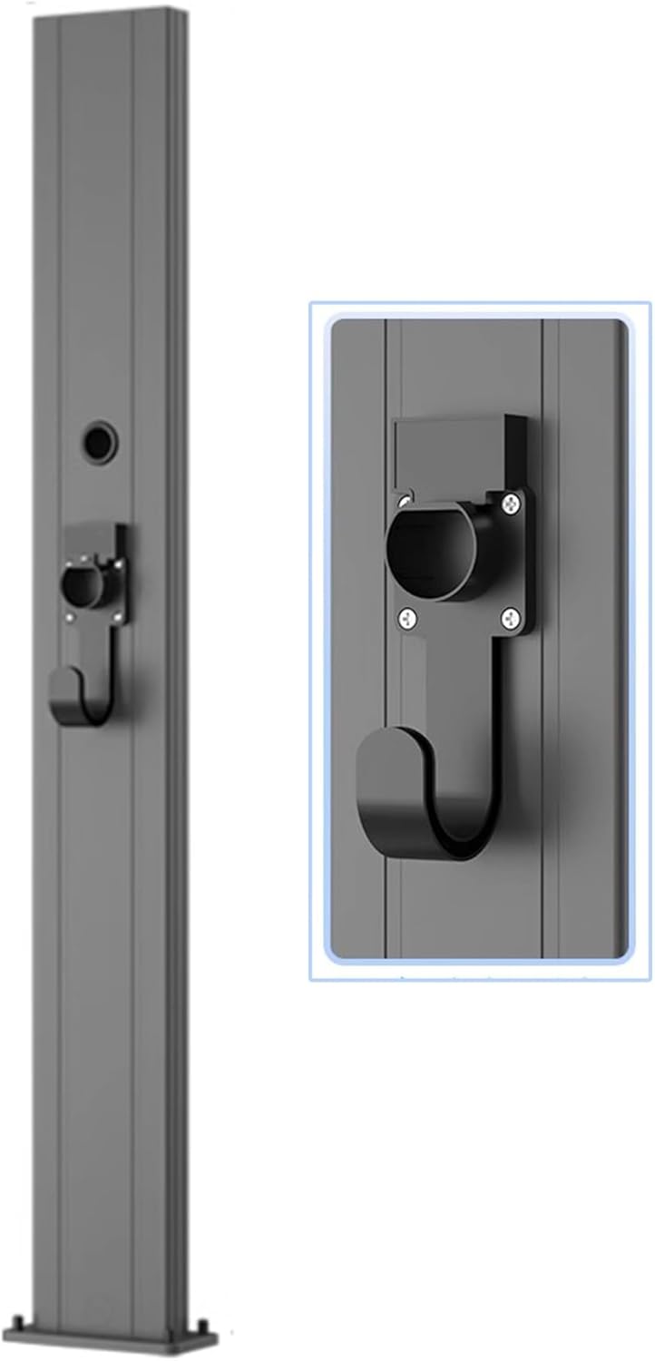 Outdoor EV Charger Stand - Freestanding Electric Vehicle Charging Station, Grey Charging Column, Floor Mounted Pedestal Base for Convenient Charging Solutions